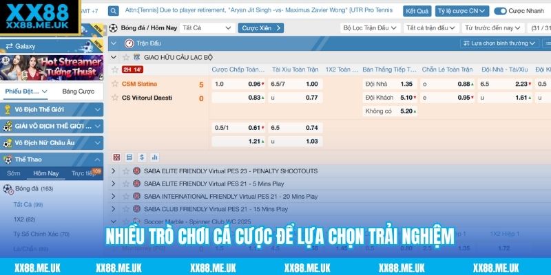 Nhiều trò chơi cá cược để lựa chọn trải nghiệm